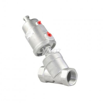 YOULI PN16-25 304 316 BSP NPT Y-Type High Temperature All Stainless Steel Head Pneumatic Female Screw Threaded Angle Seat Valve