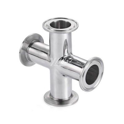 YOULI Hygienic Food Grade Sanitary Stainless Steel 304 SS316L 3A SMS DIN ISO Pipe Fitting Equal Clamped Cross