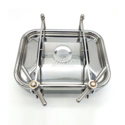 YOULI Hygienic Food Grade SS 304 316L Stainless Steel Cover Pressure Tanks Sanitary Double Lock Rectangular Manhole Manway