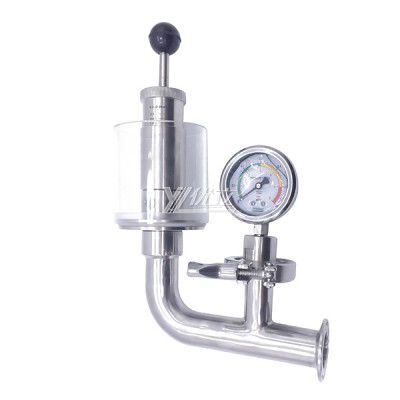 Hygienic Sanitary Stainsteel Steel Tri Clamp Air Exhaust Valve Release Valve with Pressure Gauge