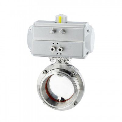 YOULI AT63 Hygienic Food Grade  Stainless Steel 3A/SMS/DIN 304 316 Sanitary Pneumatic Tri Clamped Butterfly Valve