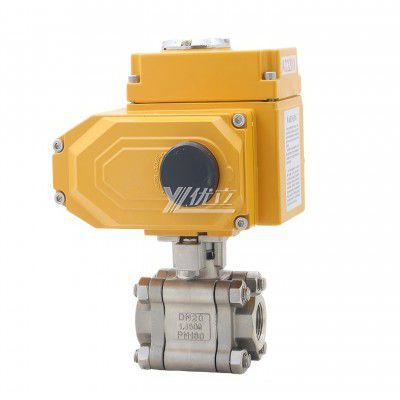 YOULI High Pressure NPT BSP 2000wog PN130 PN64 Stainless Steel 304 316 Motorized Electric Actuator Three Piece Thread Ball Valve
