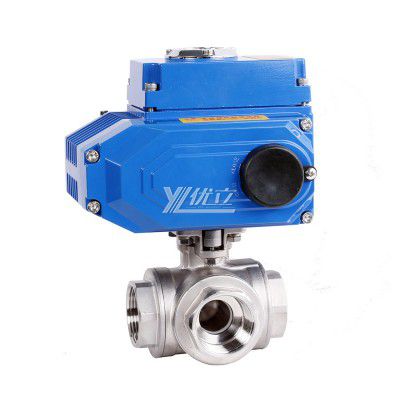 YOULI T-port NPT BSP 1.6mpa Stainless Steel 304 316 On-off AC220V 2 Inch Three Way Thread Motorized Electric Control Ball Valve
