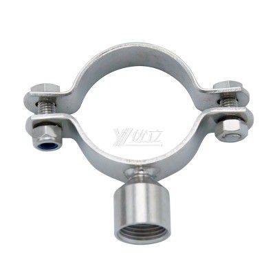 YOULI Sanitary Pipe Fittings Ube Hex Pipe Holder Stainless Steel 304 With Short Handle Bar H2M M10 Female Thread Round Pipe Holder