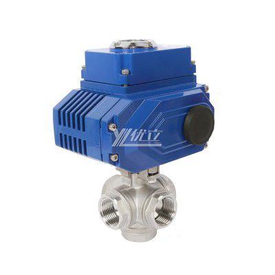 YOULI NPT BSP PN16 Stainless Steel 304 316 On-off Motorized DC24V AC220V 4-20ma Electric 5 Way Thread Ball Valve