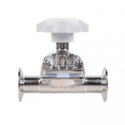 YOULI Hygienic Food Grade Sanitary Stainless Steel 316L Silicone Membrane Medicine Manual Straight Tri Clamped Diaphragm Valve