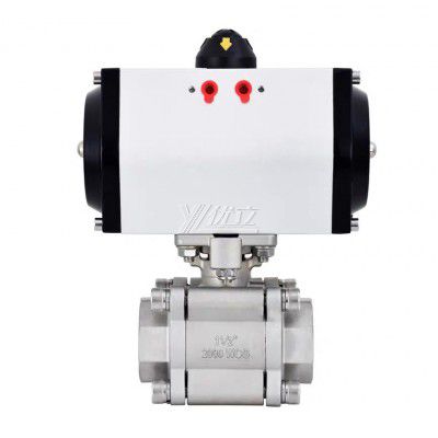 YOULI New product High Temperature Metal Seal NPT BSP 2000wog PN64-PN130 Stainless Steel 304 316 Pneumatic Actuator 3PC Thread Ball Valve