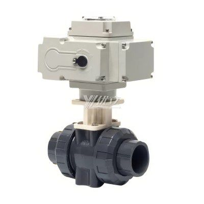 YOULI Zero Leakage DN15 to DN100 PVC UPVC CPVC Plastic 2 Way Motorized Electric Actuator Double Union Socket Weld Ball Valve
