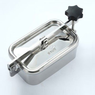 YOULI Hygienic Food Grade SS 304 316L Stainless Steel Fermenter Cover Pressure Tanks Sanitary Single Hand Rectangular Manhole Manway