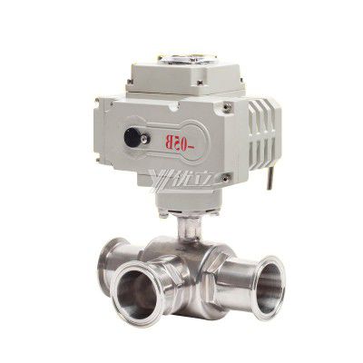 YOULI Hygienic Food Grade Sanitary Stainless Steel  304 316 Motorized AC220V Electric 3-way Tri Clamped Ball Valve