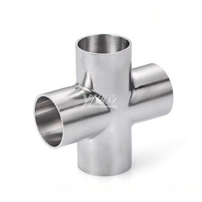 YOULI Hygienic Food Grade Sanitary Stainless Steel 304 SS316L 3A SMS DIN ISO Pipe Fitting Equal Welded Cross