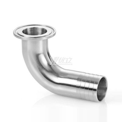 YOULI Hygienic Food Grade Sanitary Stainless Steel 304 SS316L 3A SMS DIN ISO Pipe Fitting 90 Degrees Clamped Hose Elbow