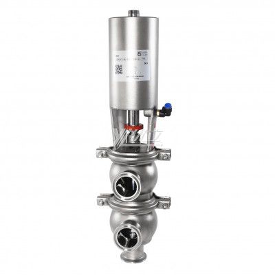 YOULI Hygienic Food Grade Sanitary Stainless Steel 304 316L Intelligent Pneumatic LL Type Tri Clamped  Reversing Divert Valve
