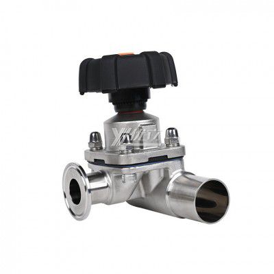 YOULI Hygienic Food Grade Sanitary Stainless Steel 316L Double Membrane Straight 3 Way Welded Tri Clamped Diaphragm Valve