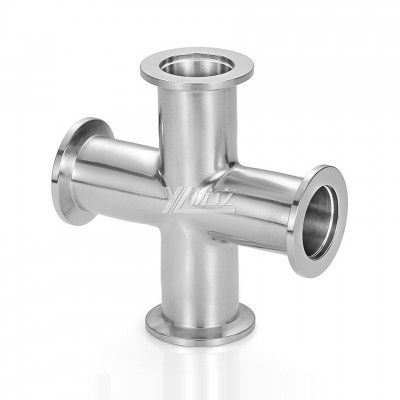 YOULI Hygienic Food Grade Sanitary Stainless Steel 304 SS316L KF25 KF40 KF50 4 Way Tri-clamp Pipe Fitting Equal Vacuum Cross