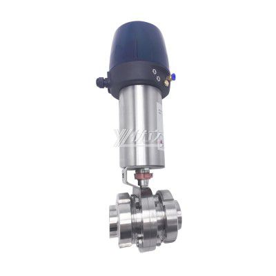 YOULI Hygienic Food Grade  Stainless Steel 304 316 Smart Head Complete Set Sanitary Male Pneumatic Threaded butterfly Valve