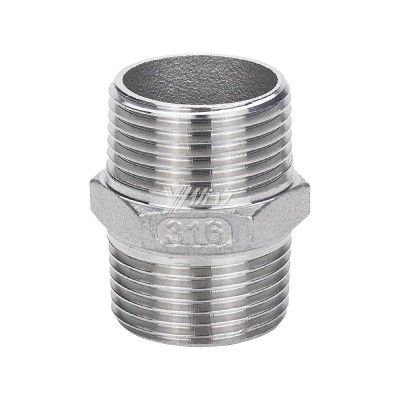 YOULI Stainless Steel 304 SS316L BSP NPT Pipe Fitting  Hexagonal Double Male Threaded Ferrule