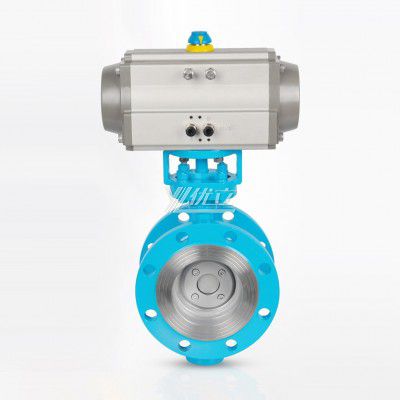 YOULI ANSI 150LB Stainless Steel 304 316 Pn16 WCB High Temperature Pneumatic Actuator Three Eccentric Flanged Butterfly Valve