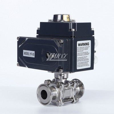 YOULI Hygienic Food Grade Sanitary Stainless Steel 304 316L Milk Drink Motorized AC220V Electric 3 Piece TC Clamped Ball Valve