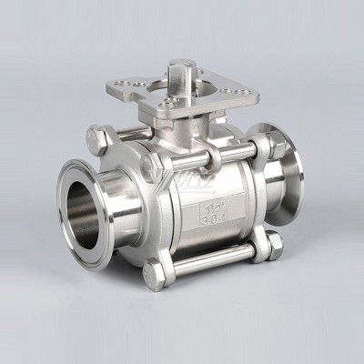 YOULI High Temperature ISO 5211 Mounting Pad Clamp 50.5mm  Pn16 Stainless Steel 304 316  Manual 3PC Tri Clamped Ball Valve