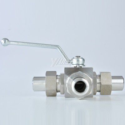 YOULI PN500 Stainless Steel 304 316 KHB 31.5mpa 50mpa 6000psi High Pressure Union Butt Welded 3 Way Ball Valve