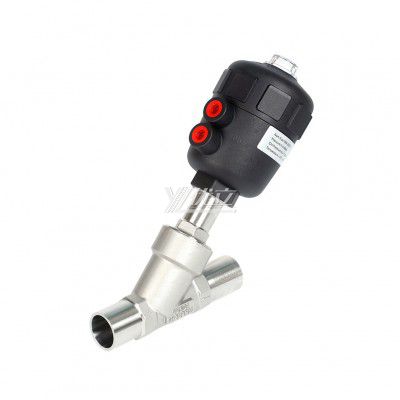 YOULI Stainless Steel High Temperature Steam 1.6mpa 304 316  Plastics Head Pneumatic Butt Welded Angle Seat Valve