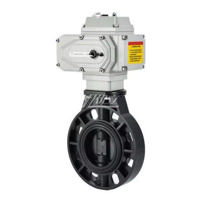 YOULI Zero Leakage Acid and Alkali Resistant PPH PVC UPVC CPVC Plastic DC24V Electric Motorized Actuatorr Wafer Butterfly Valve