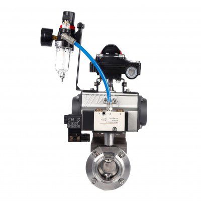 YOULI Hygienic Food Grade Sanitary Stainless Steel 3A/SMS/DIN 304 316L Limit Position Pneumatic Tri Clamped Butterfly Valve