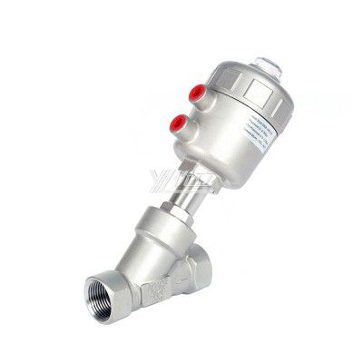 YOULI Premium High Temperature 1.6mpa 304 316 BSP NPT Stainless Steel Head Pneumatic Female Threaded Angle Seat Valve