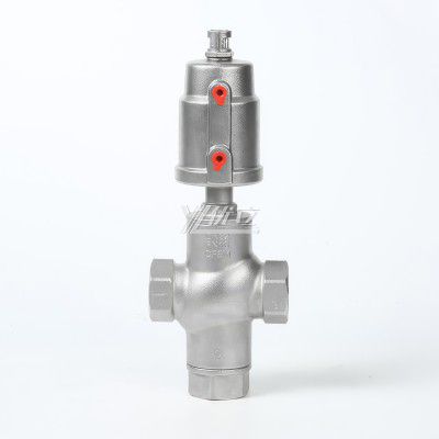 YOULI High Temperature Steam 1.6mpa 304 316 BSP NPT Stainless Steel Head Pneumatic Three Way Female Threaded Angle Seat Valve