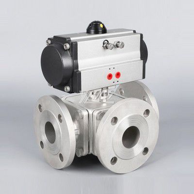 YOULI High Temperature ANSI 150LB Stainless Steel 304 316 JIS 10K Pn16 WCB Removable square Pneumatic 3 Way Flanged Ball Valve