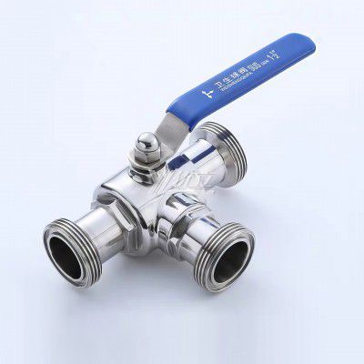 YOULI Hygienic Food Grade SMS Sanitary Stainless Steel 304 316L Milk Drink Bio Pharmaceutical 3 Way Male Threaded Ball Valve