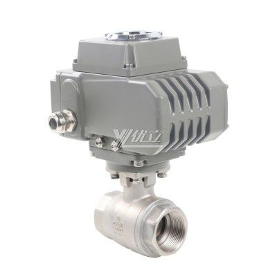 YOULI NPT BSP 1.6-10mpa High Temperature Stainless Steel 304 316 DC24V Motorized Electric Actuator 2 Piece Thread Ball Valve
