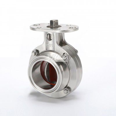 YOULI Hygienic Food Grade Stainless Steel 3A/SMS/DIN 304 316 High Platform Sanitary Tri Clover Butterfly Valve