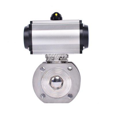 YOULI ANSI 150LB Jis 10k Pn16 304 316 Stainless Steel Flange Pneumatic Actuator Italy-type Thin Wafer Ball Valve