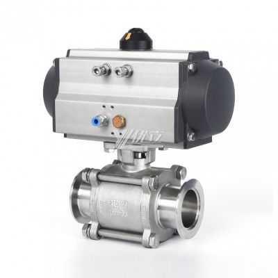 YOULI Hygienic Food Grade Sanitary Stainless Steel 304 316L KF25 Pneumatic Actuator 3PC Tri-Clamped Vacuum Ball Valve
