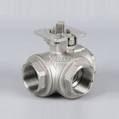 YOULI ISO 5211 NPT BSP 1.6mpa 1000WOG with Handle Lock 304 316 L-port Manual 3 Way Threaded Ball Valve