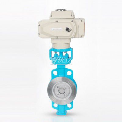 YOULI ANSI 150LB 304 316 Carbon Steel Pn16 WCB  DC24V Metal Seal High Temperature Electric Actuator Wafer butterfly Valve