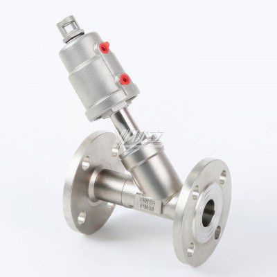 YOULI High Temperature  Steam 1.6mpa 304 316 PN16 150lb Jis 10k Stainless Steel Head Pneumatic Flanged Angle Seat Valve