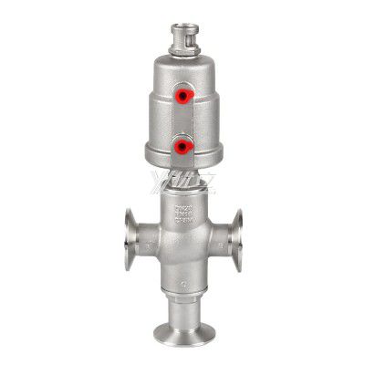 YOULI High Temperature Steam 1.6mpa 304 316 BSP NPT Stainless Steel Head Pneumatic Three Way Tri-clamped Angle Seat Valve