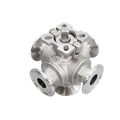 YOULI Stainless Steel High Pressure PN16  304 316 DN25 Camp 50.5mm Manual 5 Way Tri Clamped Ball Valve